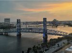 Southbound CSX freight across the St John's River at sundown